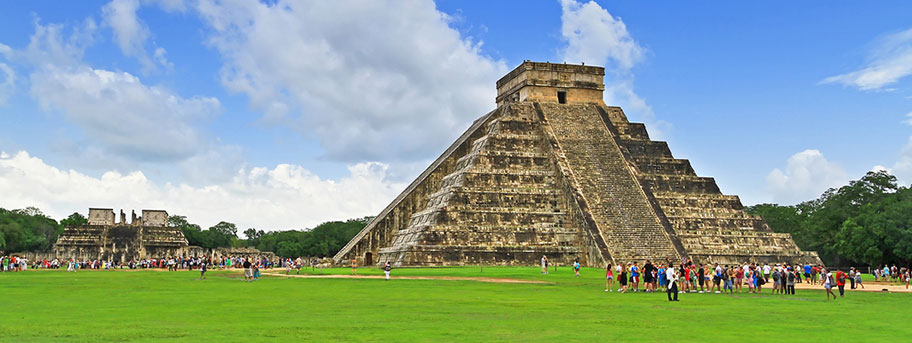 Kukulkan pyramid in Chichen Itza Maya Mexico