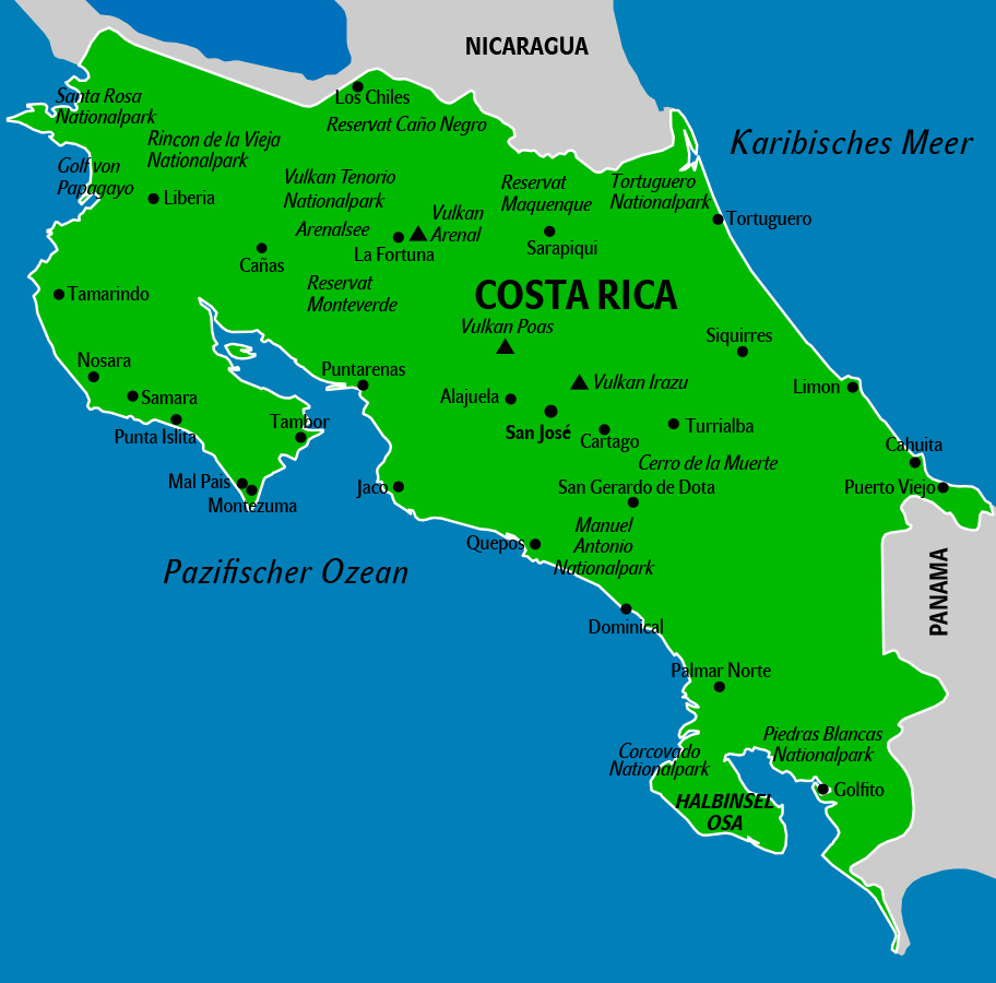Costa Rica Karte Landkarte