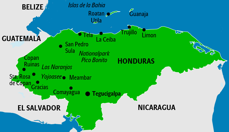 Honduras Karte, Landkarte