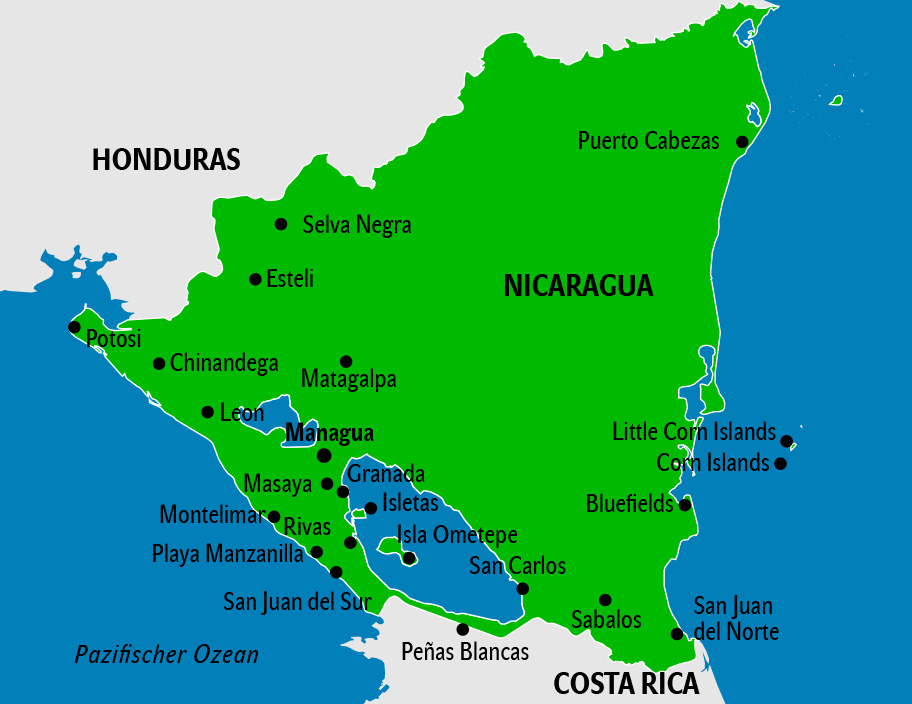 Nicaragua Karte, Landkarte